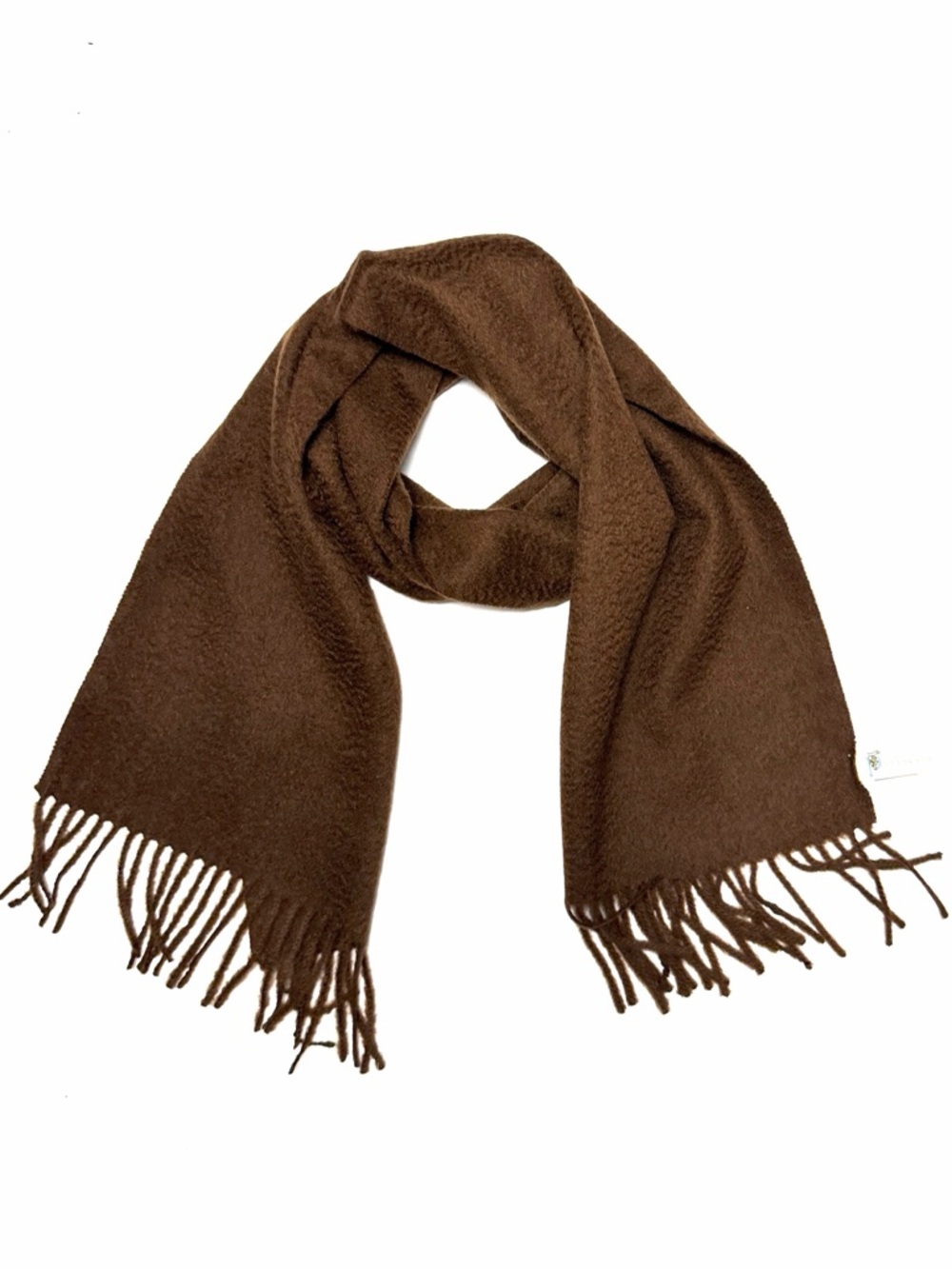 Portolano Brown Cashmere Scarf Fringes Men's Women's